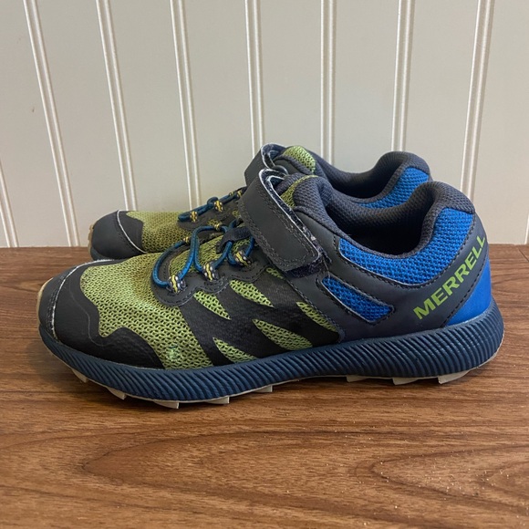 Merrell Nova 2 Trail Runner Sneaker Hook & Loop Blue Green Youth 3 - Picture 4 of 12